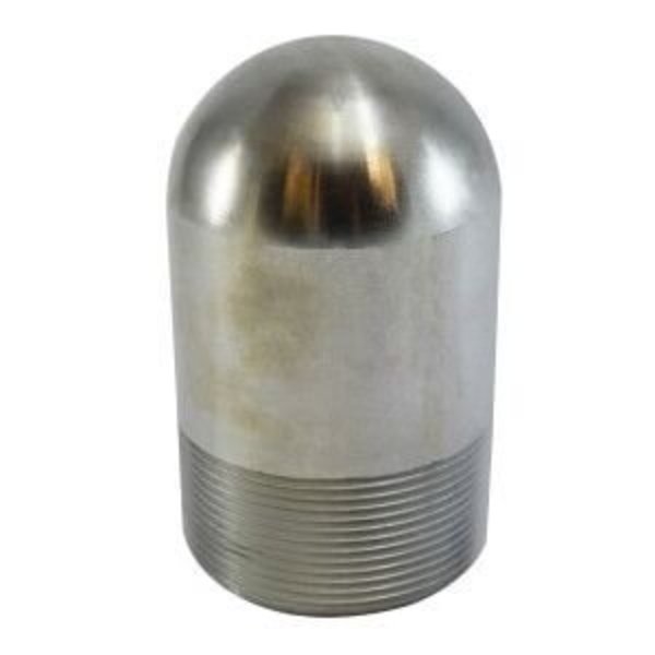 Midland Metal Bull Plug, Hollow, 2 Nominal, SCH 80XH, Carbon Steel, Zinc Plated, Import 90008